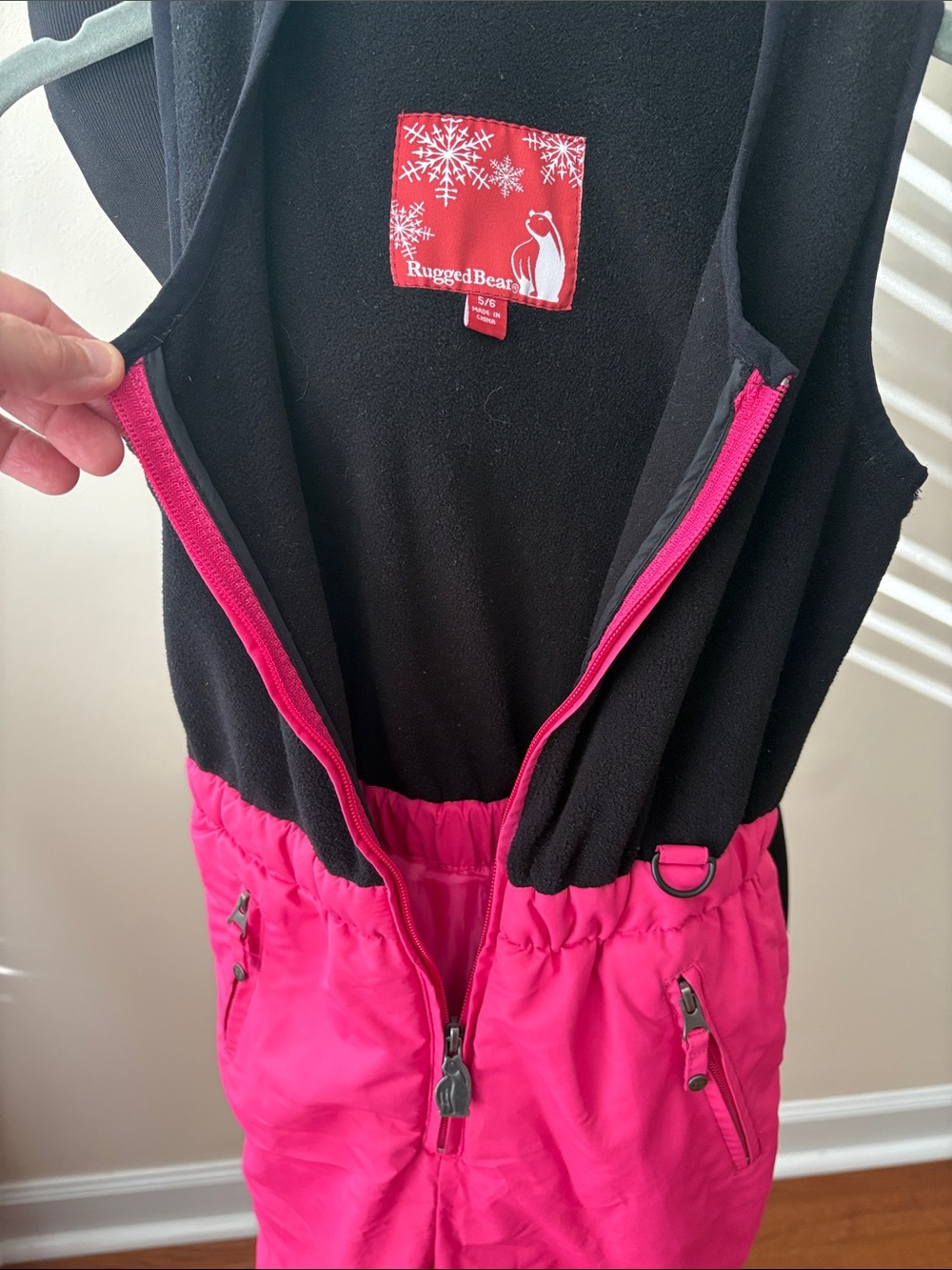 Rugged Bear Black and Hot Pink Girls Snow Bib Pants Kids size 5/6 - Picture 10 of 14